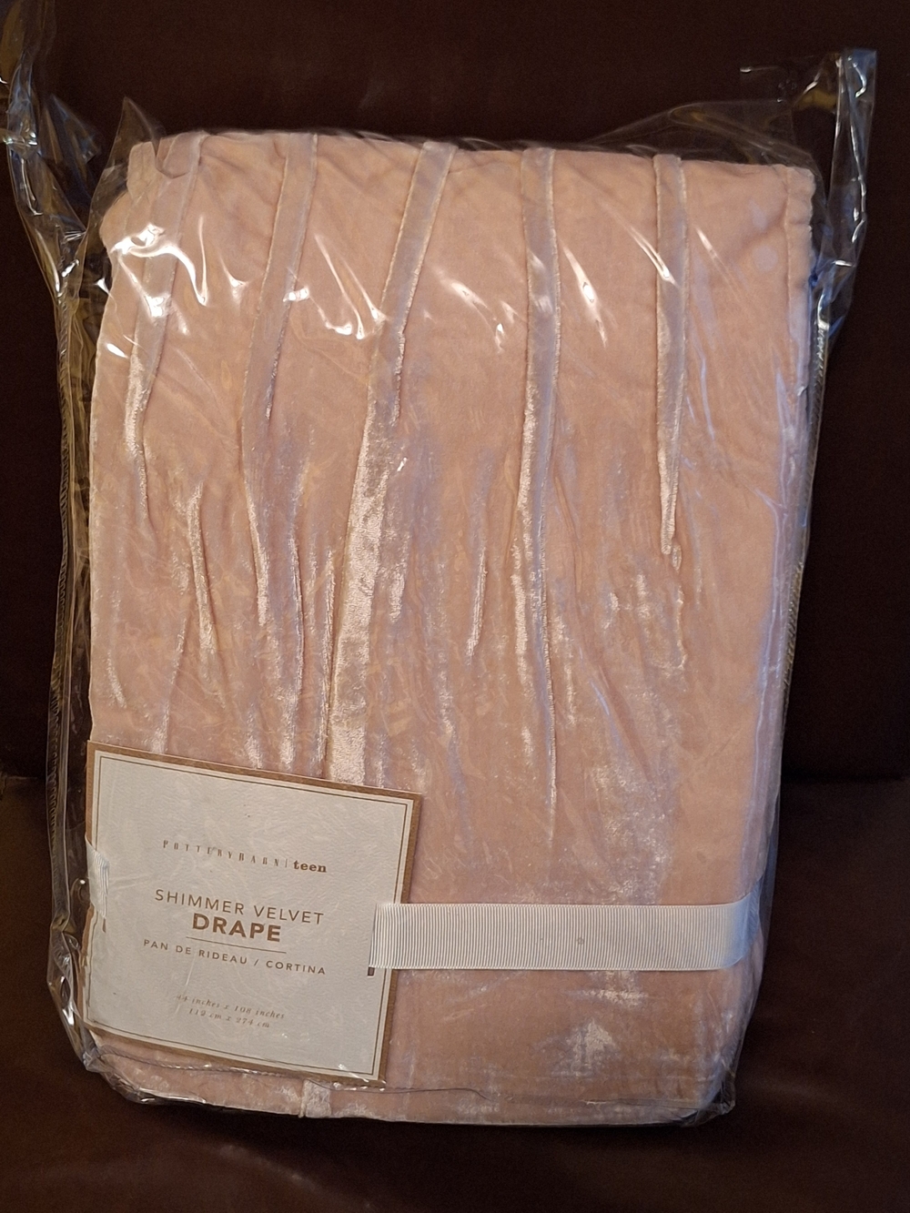 Pottery Barn Shimmer Velvet Drape Curtain Panel - Blush Pink
